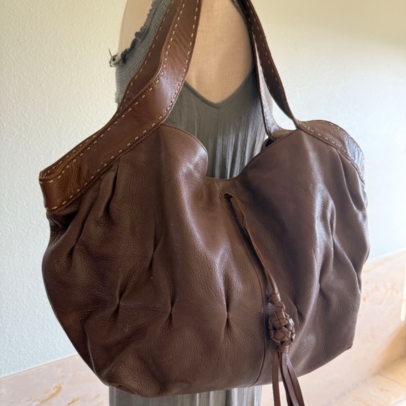 J.Jill Brown Genuine Leather Hobo Y2K Large Purse - Picture 3 of 10